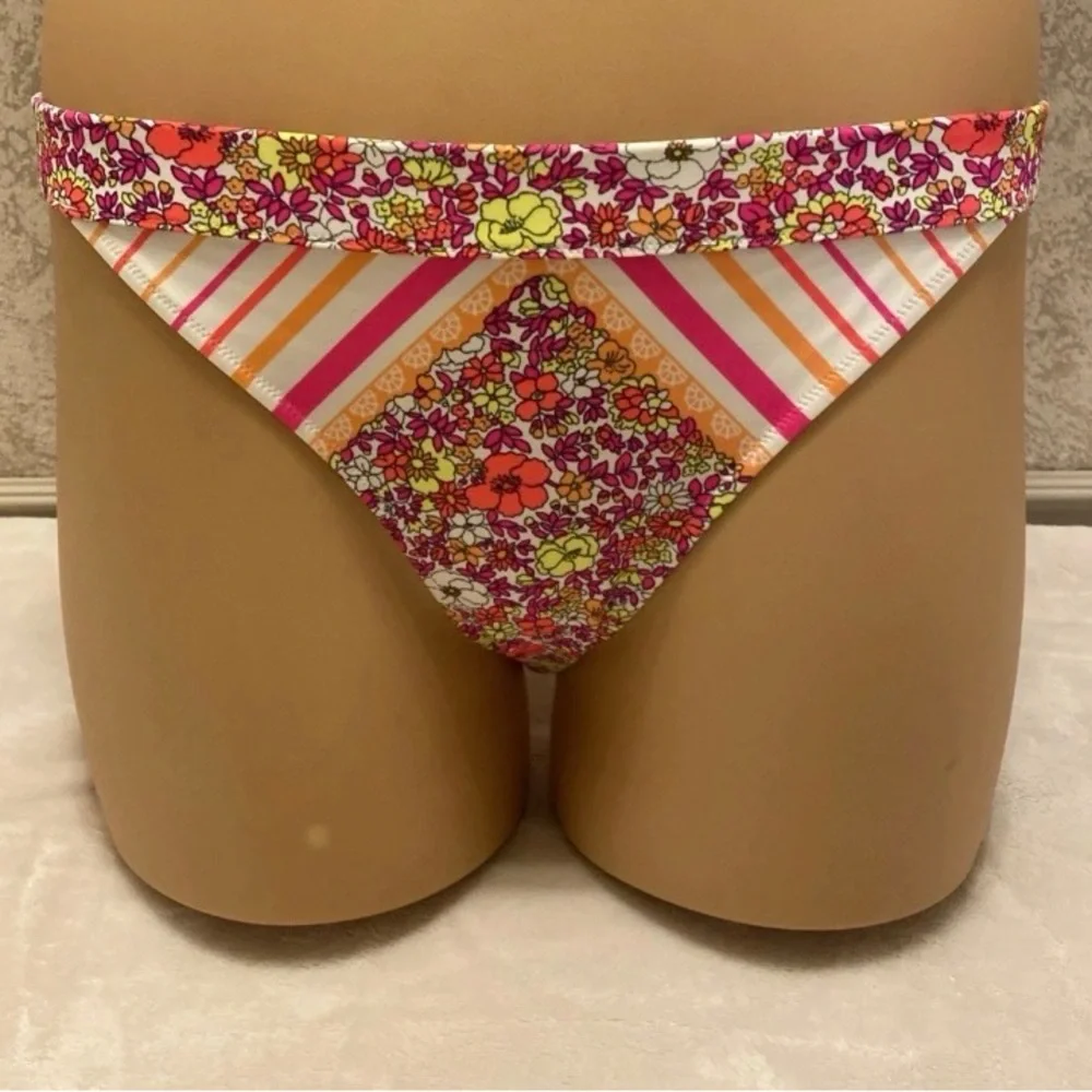 Victoria's Secret Multicolor Neon Floral and Striped Bikini